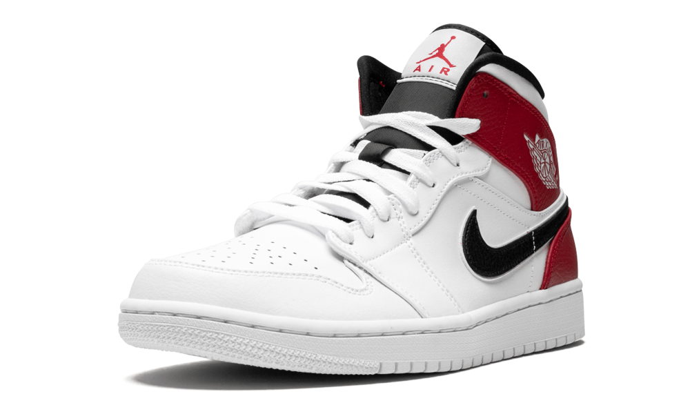 Air Jordan 1 Mid White Black Gym Red 