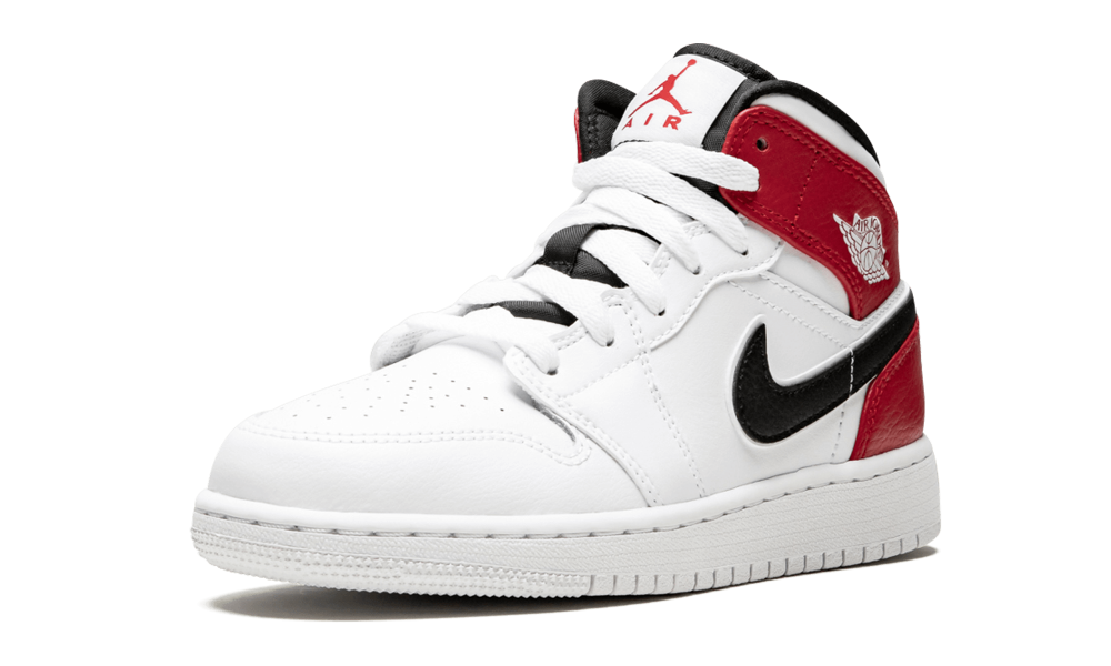 nike air jordan 1 mid white black gym red