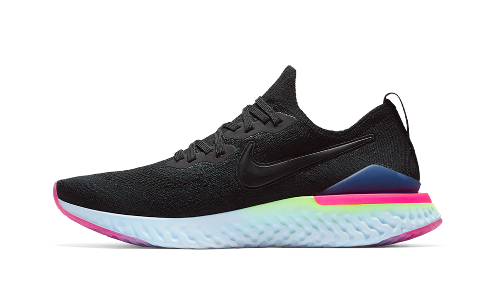 nike epic react flyknit 2 black sapphire hyper pink